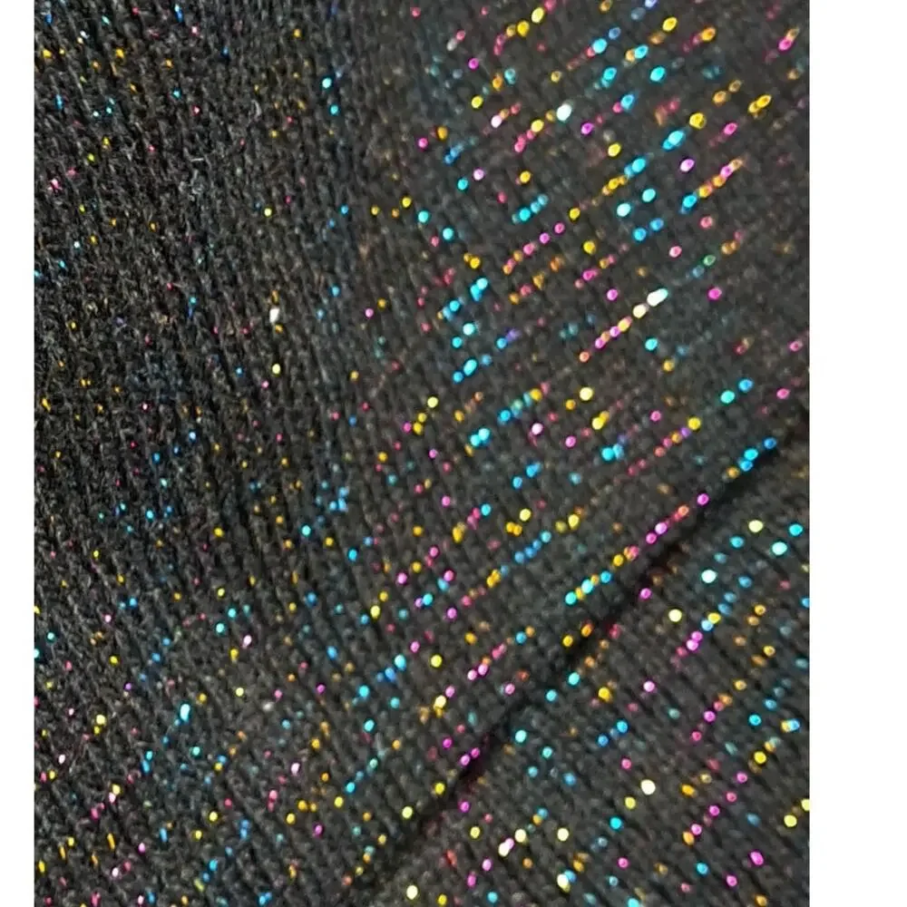 3 Winter Knit Toboggan Beanie Hats Solid Color With Rainbow Sparkle Threads OSFM